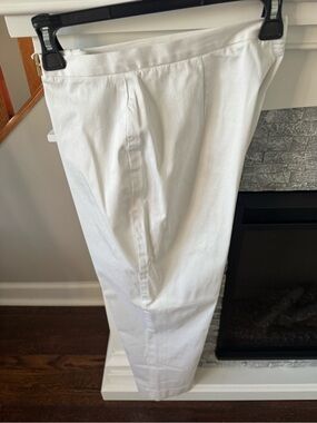 Lauren Ralph Lauren White Women’s White Cotton Cropped Pants Subtle Gold Accent